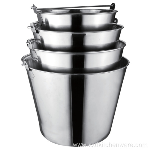 Round Stainless Steel Ice Bucket with Handle
